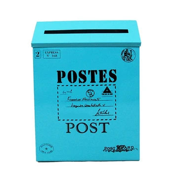 Posta kutusu Vintage Duvar Montaj Posta Kutusu Sonrası Mektup Kutusu Pas Dayanıklı Posta Tutucu Dış Mavi