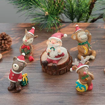 Reçine Mini Hayvan Ivır zıvır Oda Dekorasyon için, Noel Baba, Noel Ağacı, Geyik, ev Aksesuarları, Hediye