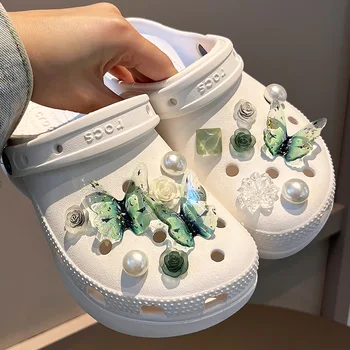 Ayakkabı Takılar Crocs DIY İnci Kelebek Çiçek Ayrılabilir Dekorasyon Toka Croc Ayakkabı cazibe aksesuarları Kızlar Parti Hediye
