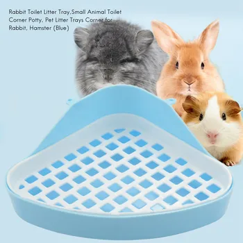 Tavşan Tuvalet çöp tepsisi, Küçük hayvan tuvaleti Köşe Lazımlık, Pet çöp tepsisi s Köşe Tavşan, Hamster (Mavi)