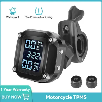 TPMS motosiklet lastiği basınç sensörleri Motor TPMS Lastik Basıncı İzleme Sistemi 2 lastik Harici Sensör Motosiklet için