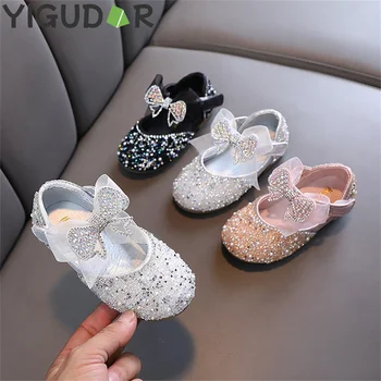 Yeni çocuk Payetli deri ayakkabı Kızlar Prenses Taklidi İlmek tek ayakkabı 2023 Moda Bebek Çocuk Düğün Ayakkabı