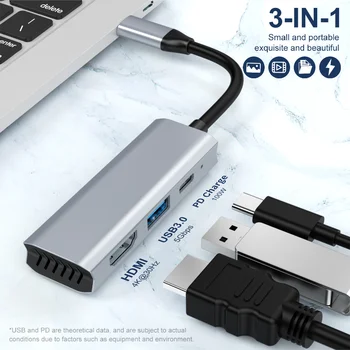 USB HUB 4 K HD Adaptörü TİP-C HD 3-in - 1 USB-C HD hub 4 K dizüstü genişleme MacBook Pro için Ar M2 M1 ile usb3. 0 PD