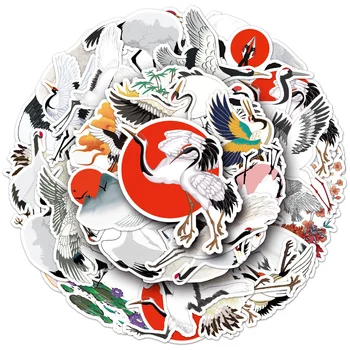 50 adet Çin Tarzı Karikatür Vinç Çıkartmalar Karalama Defteri not defteri Telefonu Bavul Hayvan Kuş Sticker Oyuncak