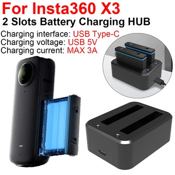 Için Insta360 X3 pil şarj cihazı HUB Dock Taşınabilir şarj adaptörü 5V 3A için Gösterge ile Insta 360X3 Kamera Aksesuarları
