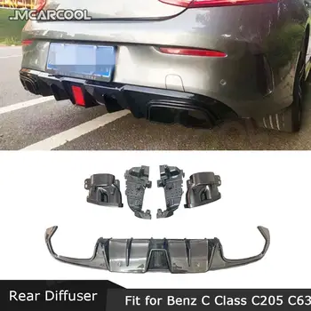 Karbon Fiber Arka Tampon Difüzör Egzoz İpuçları ile Mercedes Benz C Sınıfı için C205 C63 AMG Coupe 2 Kapı 2015 2016 2017 2018 2019