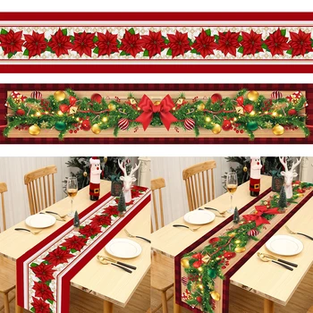 Noel Polyester Masa Koşucu Merry Christmas Dekorasyon Ev İçin 2023 Noel Hediyeleri Navidad Noel Yeni Yıl 2024 Doğum Masa Örtüsü