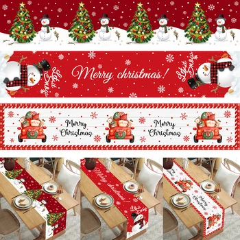 Noel Polyester Masa Koşucu Merry Christmas Dekorasyon Ev İçin 2023 Noel Hediyeleri Navidad Noel Yeni Yıl 2024 Doğum Masa Örtüsü