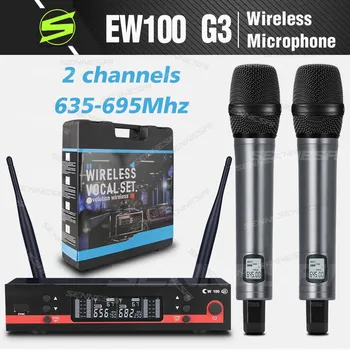 ew100G3 Profesyonel Çift Kablosuz Mikrofon Sahne Performansı 2 Kanal 600-699MHz UHF Karaoke Metal El e835 En Kaliteli