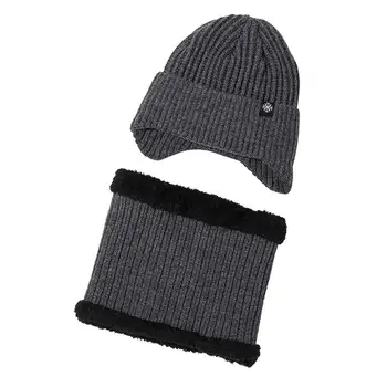 Sıcak Rahat Bere Rahat Kış Aksesuarları Unisex Peluş Boyun Wrap Termal Örme Şapka Eşarp Seti Dayanıklı Açık Hava Etkinlikleri