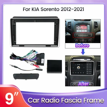 KIA Sorento 2012-2021 için Yedek Fasya Paneli Aksesuarları 2DİN Araba Stereo Radyo DVD Fasya Paneli Plaka Trim Kiti Çerçeve Kablo