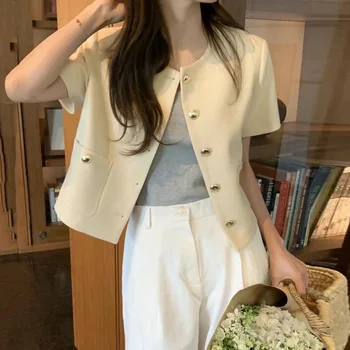 Güney Kore Dongdaemun İnstagram blogger yaz Fransız mizaç küçük koku tek göğüslü kısa üst şort ceket
