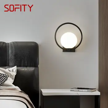 TYLA Modern siyah pirinç duvar lambası LED Vintage yaratıcı aplik ışık ev yatak oturma odası dekor için