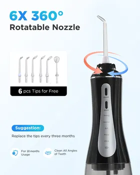 Oral Irrigator Fairywill diş duşu 5 Modları Taşınabilir diş su jeti 350ML Su Deposu Diş Temizleyici USB Şarj Su Geçirmez