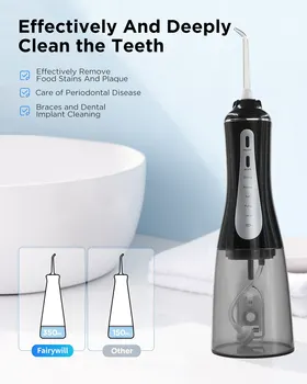 Oral Irrigator Fairywill diş duşu 5 Modları Taşınabilir diş su jeti 350ML Su Deposu Diş Temizleyici USB Şarj Su Geçirmez