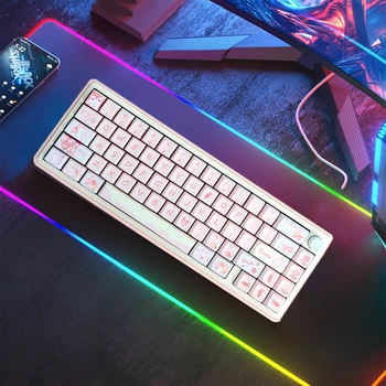 DIY Mekanik Klavye Topuzu ile Oyun Klavyesi RGB Arkadan Aydınlatmalı Alüminyum Alaşımlı 3 modlu Bağlantı Bilgisayar Aksesuarları