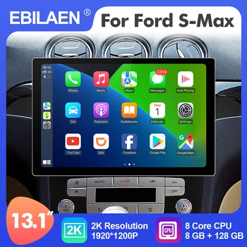 EBILAEN Android 12 13.1 İnç Araba Multimedya Radyo Çalar Ford S-Max 2007-2008 İçin GPS Stereo 8 Çekirdekli Carplay 4G WİFİ