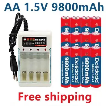 Yeni Etiket AA pil 9800 mah şarj edilebilir pil AA 1.5 V Şarj Edilebilir Yeni Alcalinas drummey + Ücretsiz alışveriş