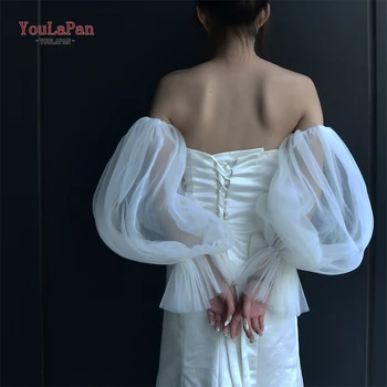 YouLaPan Boy Uzun Tül Kollu Ayrılabilir Düğün Eldiven Çıkarılabilir Omuz Silkme Kadınlar için Trend Gelin Ayırır VM27