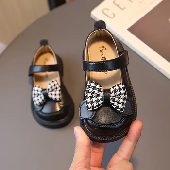 Boyutu 16-26 Bebek yürüyüş ayakkabısı Kızlar için Yumuşak Tabanlı bebek ayakkabısı Bahar Sonbahar Kore Tarzı Moda Yay Prenses deri ayakkabı
