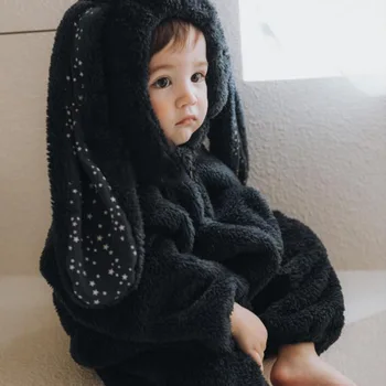 Tavşan Kulak Yenidoğan Bebek Romper Giysileri Bodysuit Sonbahar Kış Sıcak Moda Sevimli Erkek Bebek Kız Tulumlar Çocuk Çocuk Pamuk