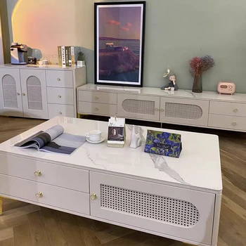 Işık Lüks kayrak TV Standları çay masası Modern Minimalist Oturma Odası TV Dolapları Mobilya İskandinav Rattan Depolama yan kabin