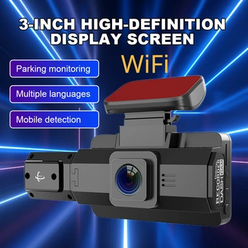3 inç Çizgi Kam HD 1080P araba dvr'ı Kamera 170° Geniş Açı Gece Görüş Video Kaydediciler Döngü Kayıt Araba Kamera Yönlü WiFi İle