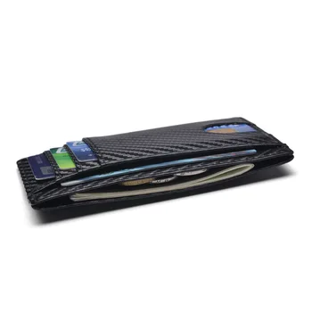 Ince RFID Engelleme deri cüzdan Basit kredi kartı cüzdanı Tutucu Unisex Moda Çanta Karbon Fiber kart tutucu