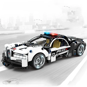 Şehir arabası Polis Spor Araba Yapı Taşları Geri Çekin Ralli Yarışçılar Modeli Tuğla Araya Araç Eğitici çocuk için oyuncak Hediye