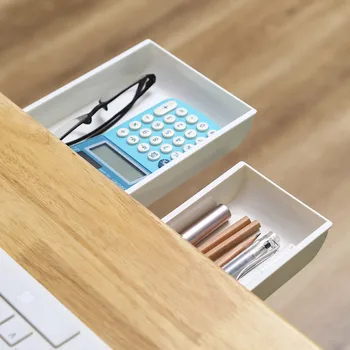 Ev düzenleyici Kutusu Çekmece saklama kutusu Kendinden Yapışkanlı Kalem Tepsisi Standı Kalemler için Masa Altında depolama çekmecesi Gizli Masa Çekmece Kutusu