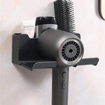 1/2 ADET Duvara Monte Saç Kurutma Makinesi Tutucu Dyson Banyo Rafı Sondaj olmadan Plastik Saç kurutma makinesi standı Banyo Organizatör