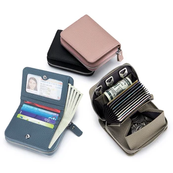 Hakiki deri cüzdan Lüks En Kaliteli Moda Kredi kimlik kartı tutucu cüzdan Kartvizit Kutusu bozuk para cüzdanı kart çantası RFID