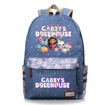 Yüksek Kaliteli Çanta gabby'nin Dollhouse genç kızlar için sırt çantası Çiçek Okul Çantaları Öğrenci Laptop Sırt Çantası Kadın Tuval Sırt Çantası