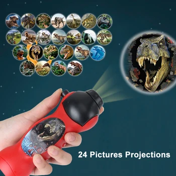 Çocuklar erken öğrenme projektör el feneri oyuncak çocuklar ışık yayan dinozor kız prenses projeksiyon lambası yatmadan hikaye bulmaca oyuncak