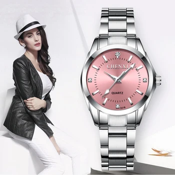 Klasik kadın quartz saat Basit Su Geçirmez Elbise kadın İzle Paslanmaz Çelik Kayış Elmas Beyaz siyah saat