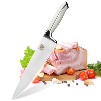 Profesyonel Japon Şef mutfak bıçağı 8 İnç Paslanmaz Çelik Keskin Bıçak Et Sebze Cleaver Dilimleme Bıçağı Kapaklı Aracı