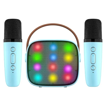 Çocuklar Yetişkinler için 2 Kablosuz Mikrofonlu Mini Karaoke Makinesi, 18 Önceden Yüklenmiş Şarkı, Taşınabilir Bluetooth