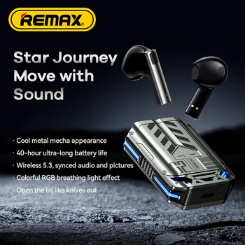 Remax Gaming Kulaklık Kablosuz Bluetooth 5.3 Kulaklık Gamer İçin Mic İle Süper Serin Metal Dış
