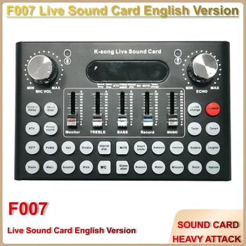 F007 Ses Kartı Mikrofon Ses Kartı Karıştırma Konsolu Canlı Yayın Şarkı Ekipmanları Telefon Bilgisayar Evrensel