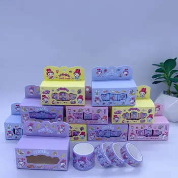 Sanrio 12 kutuları Karikatür Dıy El Kitabı Bant Seti Sevimli Ve Maskeleme Bandı çocuk Yaratıcı Etiket Hediye Kutusu Kırtasiye Sticker Hediye