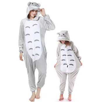 Aile Kigurumi Pijama Gri Totoro Hayvan Onesie Cosplay Kostüm Pijama Çocuklar ve Yetişkinler İçin