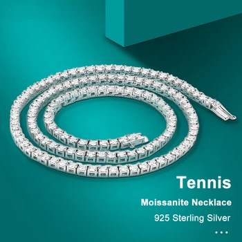 925 Ayar Gümüş Moissanite Tenis Kolye Kadınlar için Gerçek 3 4 5mm Elmas GRA Sertifikası ile Boyun Zinciri Güzel Takı