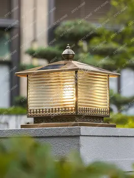 Güneş Ayağı Lambası Bakır Açık Ev Su Geçirmez Ayağı Lambası Villa Bahçe Lambası Güç Duvar Kapı Ayağı Lambası