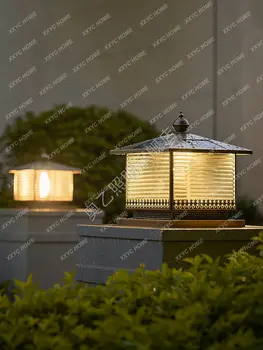 Güneş Ayağı Lambası Bakır Açık Ev Su Geçirmez Ayağı Lambası Villa Bahçe Lambası Güç Duvar Kapı Ayağı Lambası