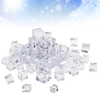 100 Adet 20mm Küp Kare Şekli Cam Parlaklık Buz Küpleri Sahte Yapay Akrilik Buz Küpleri Kristal Berraklığında Fotoğraf Sahne Mutfak
