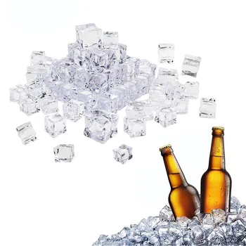 100 Adet 20mm Küp Kare Şekli Cam Parlaklık Buz Küpleri Sahte Yapay Akrilik Buz Küpleri Kristal Berraklığında Fotoğraf Sahne Mutfak