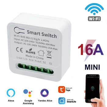 16A Mini Wifi akıllı anahtarı Akıllı Ev DIY ışık anahtarları modülü 2 yönlü Kontrol İle Çalışmak Tuya Akıllı Yaşam Alexa Alice Google Ev