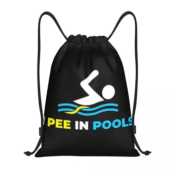 Özel Komik Yüzme Havuzlarına İşiyorum İpli alışveriş çantası Yoga Sırt Çantaları Erkekler Kadınlar Spor Salonu Sackpack