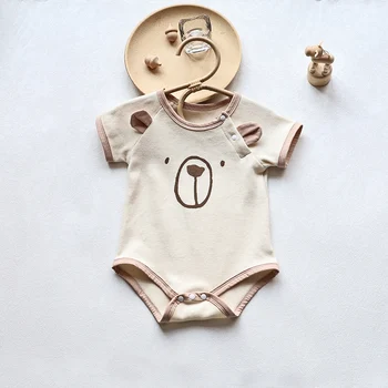 MILANCEL Yaz Bebek Bodysuit Kısa Kollu Bebek Tek Parça Waffle Kız Giysileri