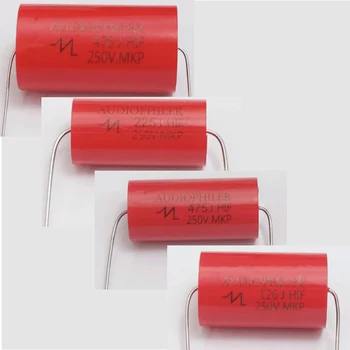 Poleless eksenel MKP HIFI ateş kondansatör kırmızı serisi 630v 250V 400v 1/2.2/3.3/4.7/5.6/6.8/10/15UF